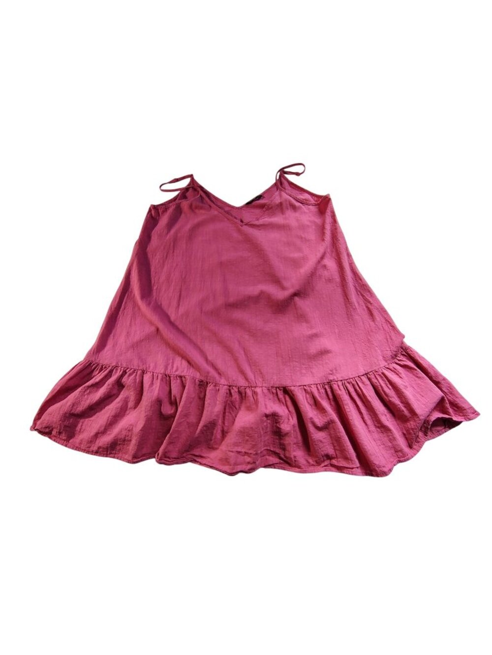 Shein Curve Womens Pink Ruffle Hem Sleeveless V-Neck Dress Size 1XL 100% Cotton